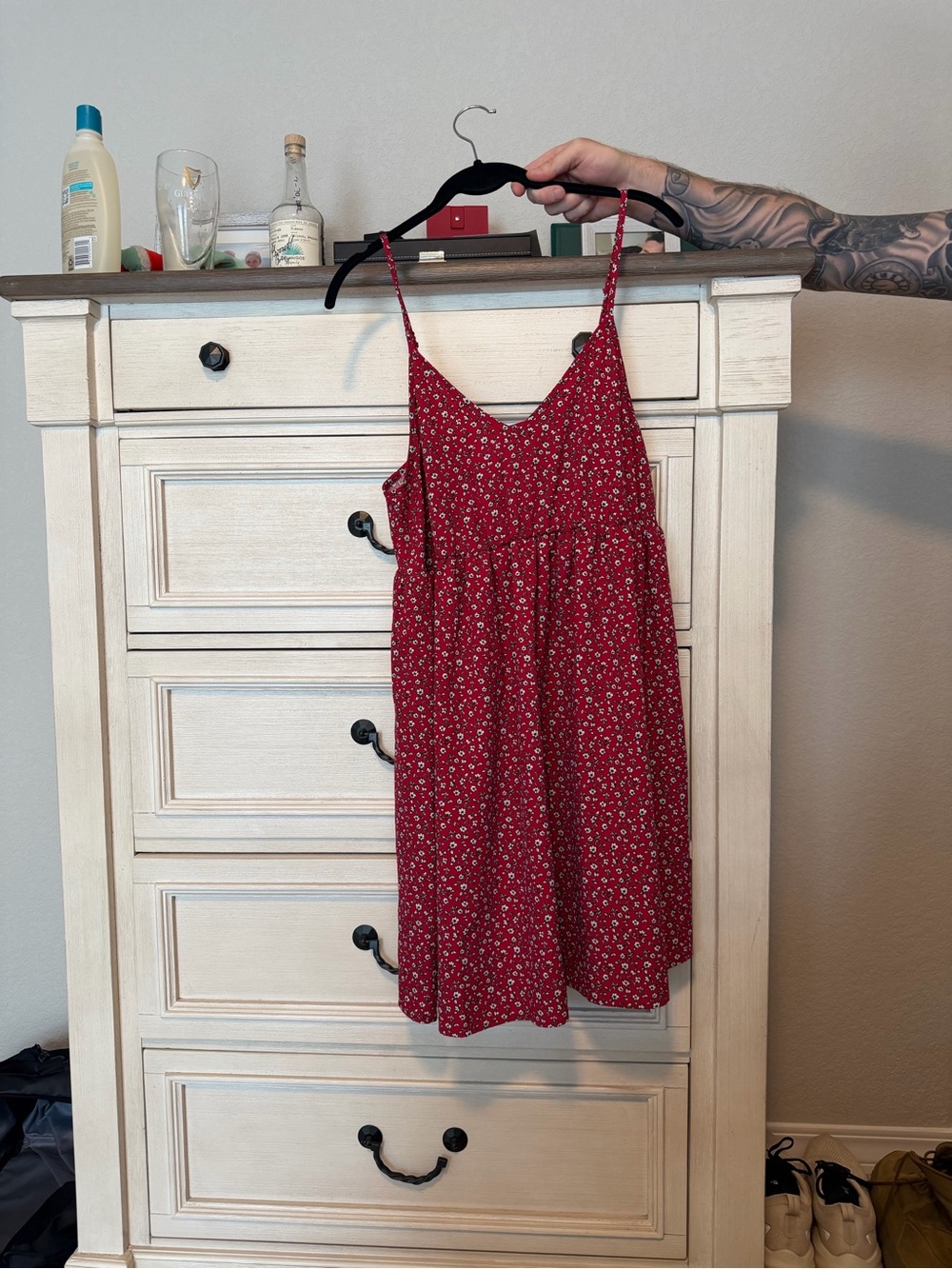 SHEIN Red Floral Spaghetti-Strap Dress